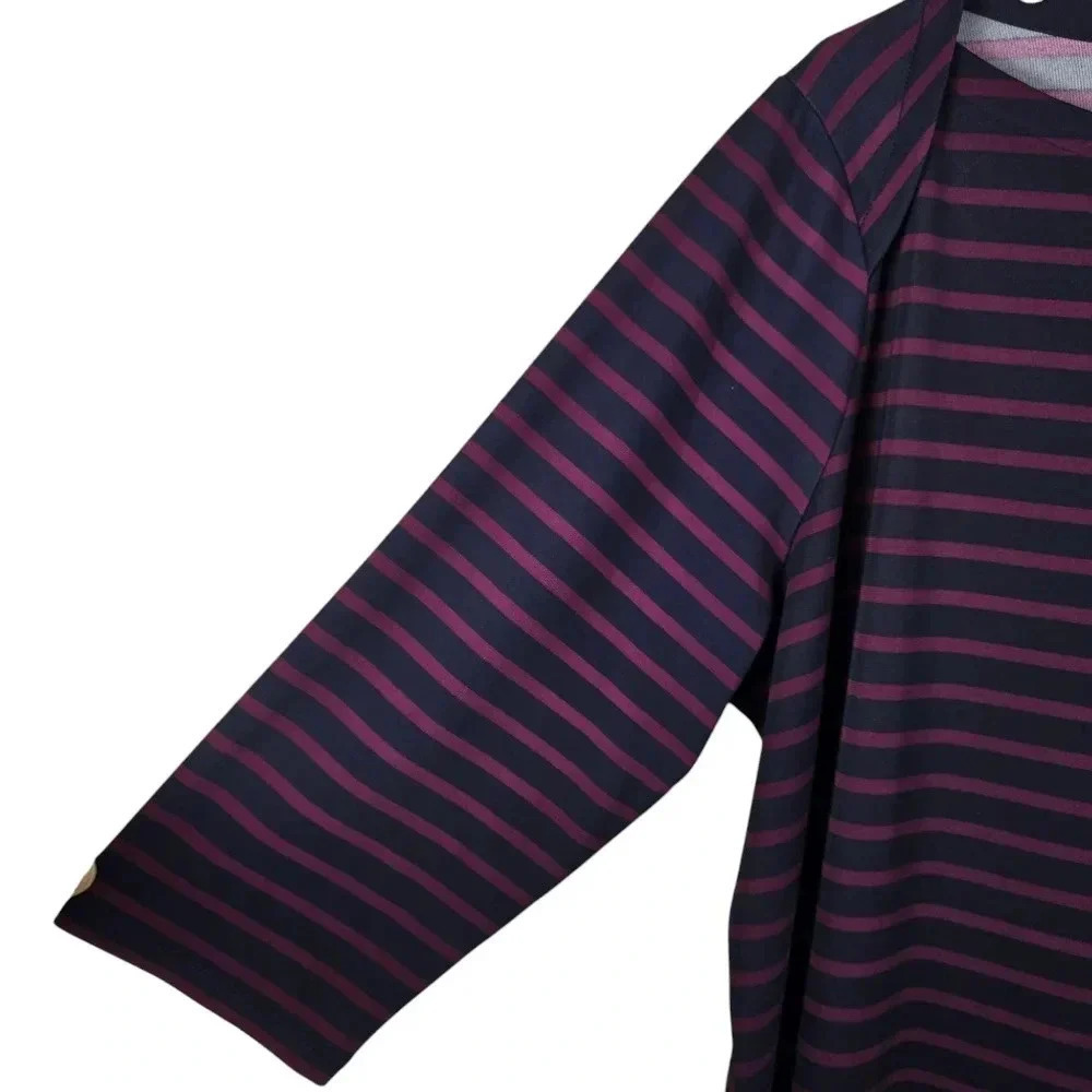 NWOT Talbots Navy And Burgundy Striped Stretchy 3/4 Sleeve Tunic Casual Size 2XP - Picture 8 of 8